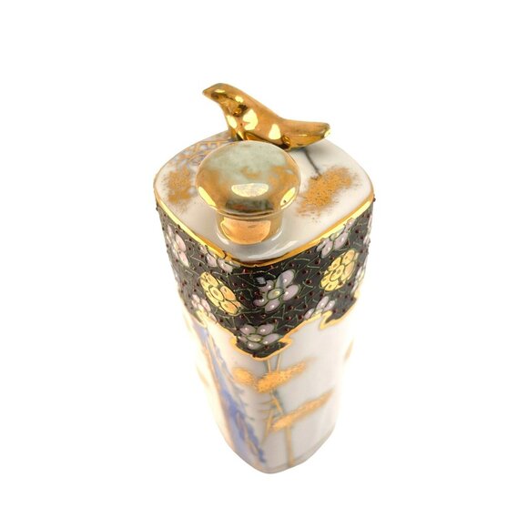 Kutani Ware Antique Tokkuri Sake Bottle Japanese Sake Bottle Bud Vase Singing Go - Picture 5 of 9